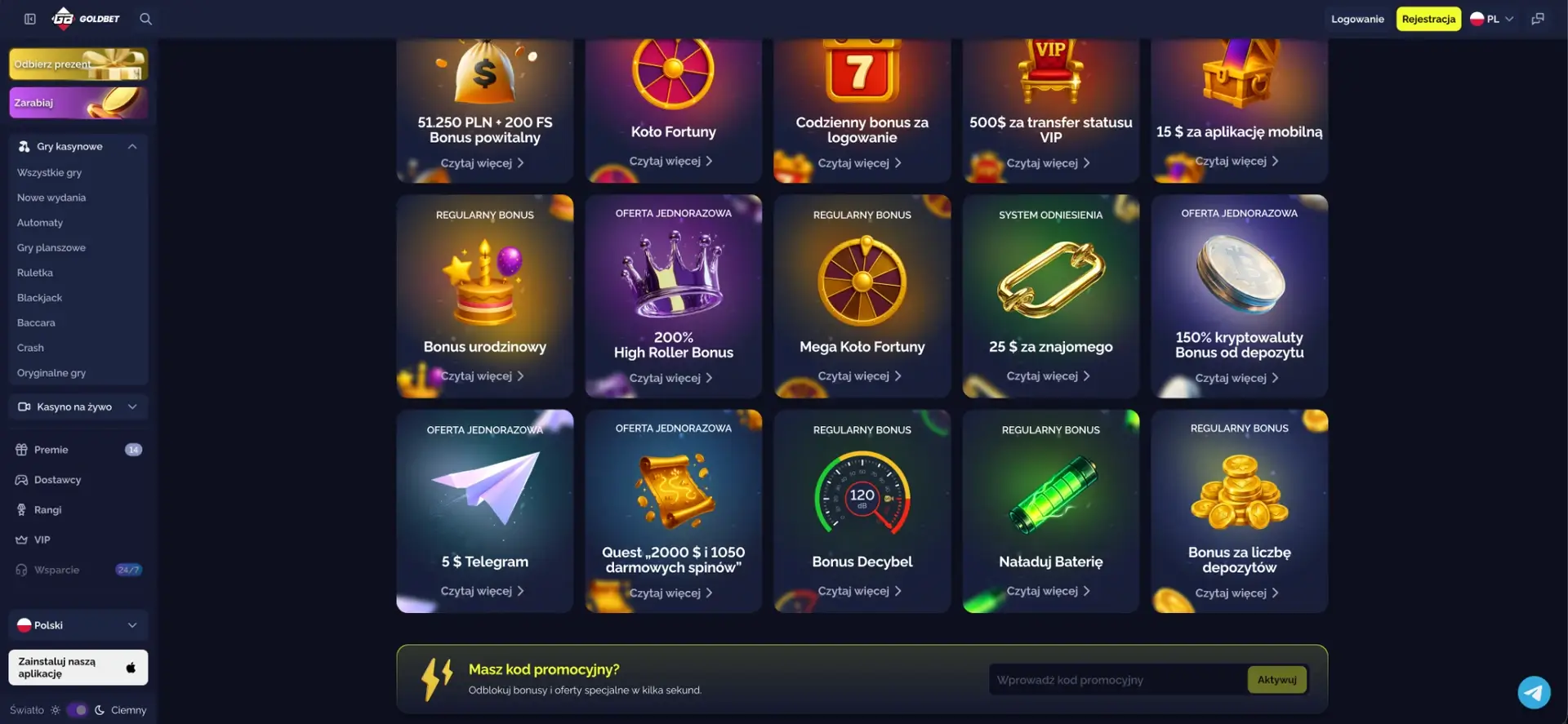 Bonusy i promocje w Goldbet Kasyno